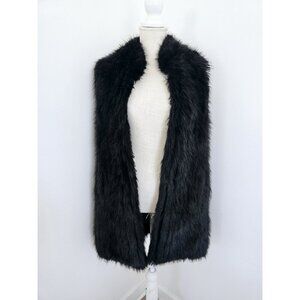 Donna Salyers Fabulous Furs Faux Fur Hair Black Vegan Vest Size S Small
